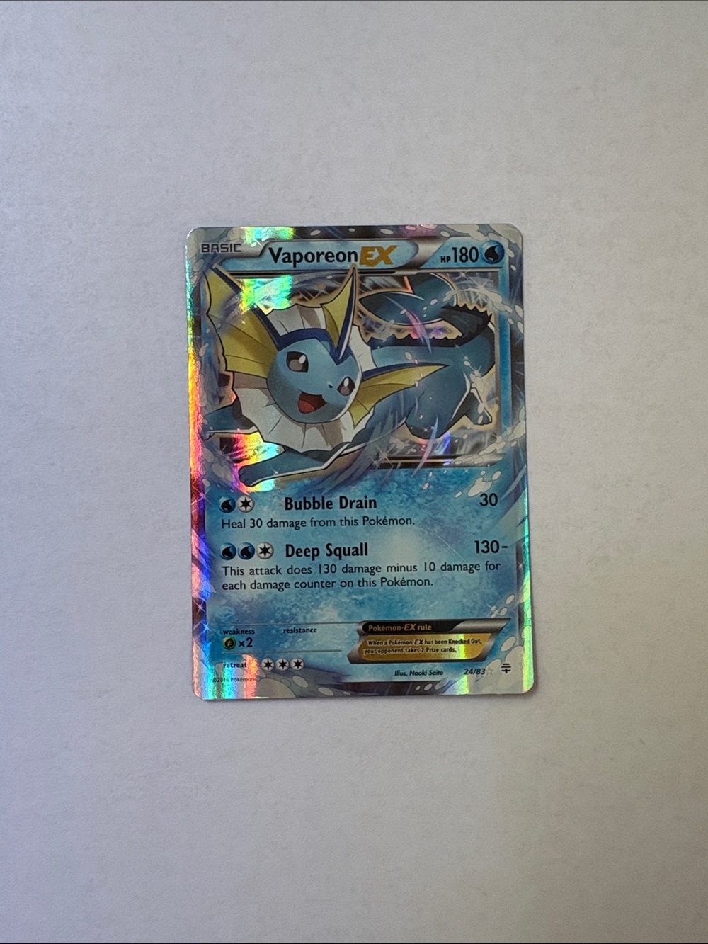 Pokemon Vaporeon EX Holographic Blue Water Trading Card